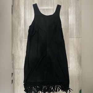 Maje, black suede dress with fringes 2